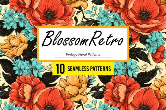 Download BlossomRetro - Vintage Floral Patterns - Floral pattern Collection