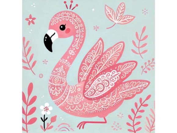 Download Cute Flamingo with Ornate Patterns Along - Cute Collection