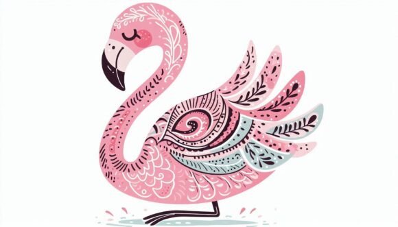 Download Cute Flamingo with Ornate Patterns Along - Cute Collection