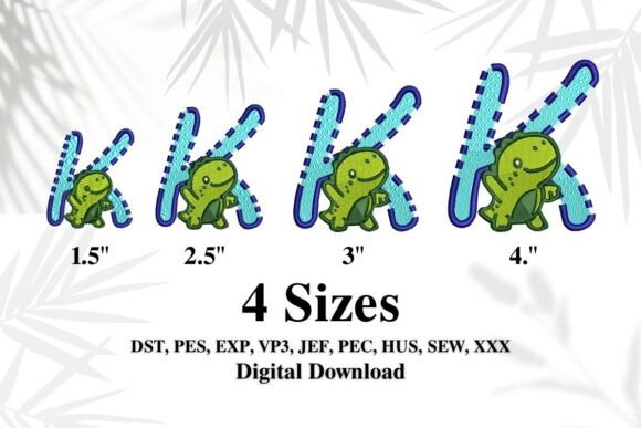 Download Cute Dinosaur Embroidery Alphabet "K" - Cute Collection
