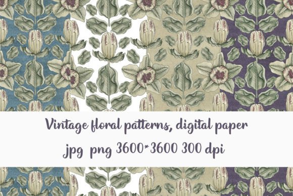 Download Vintage Floral Patterns, Digital Paper - Floral pattern Collection