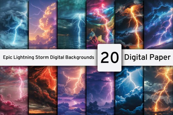 Download Epic Lightning Storm Digital Backgrounds - Digital backgrounds Collection