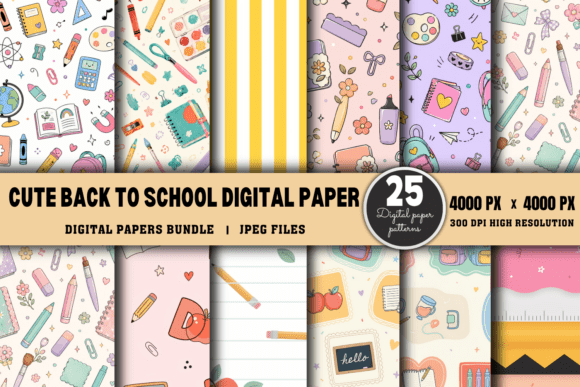 Download Cute Back to School Digital Paper Bundle - Cute Collection
