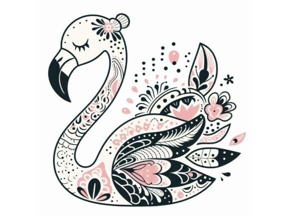 Download Cute Flamingo with Ornate Patterns Along - Cute Collection