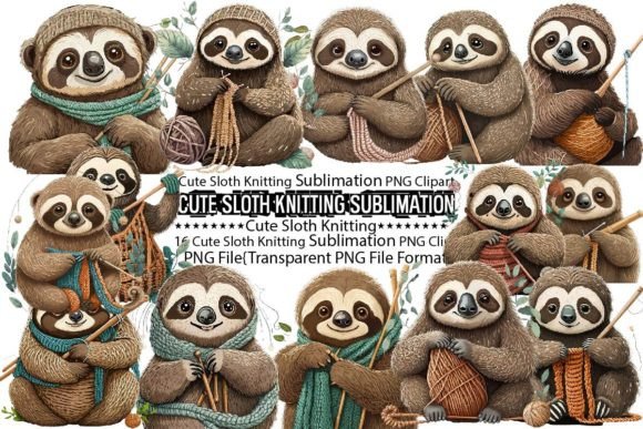 Download Cute Sloth Knitting Sublimation Bundle - Cute Collection