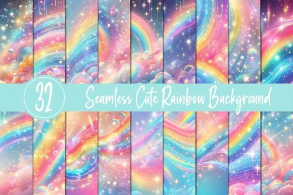 Download Seamless Cute Rainbow Digital Paper Pack - Cute Collection